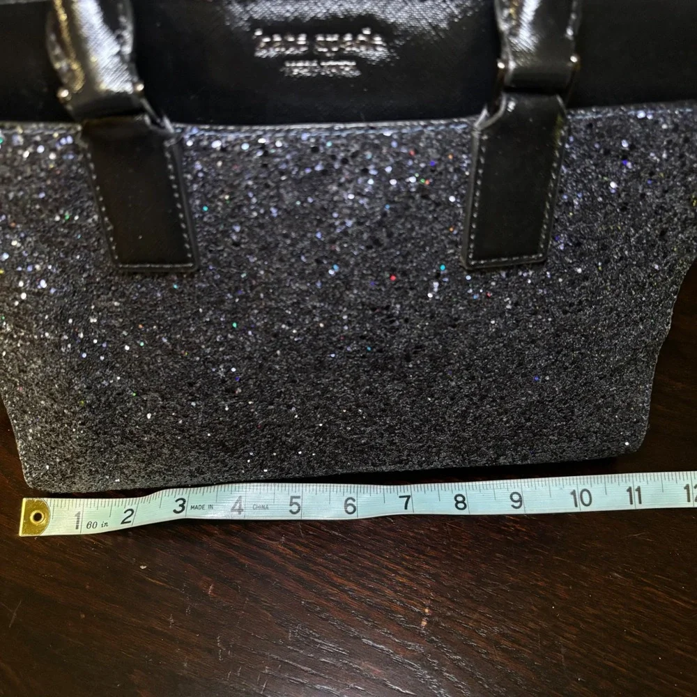 Kate Spade Cameron Navy Glitter Black Saffiano Leather Satchel Crossbody Handbag